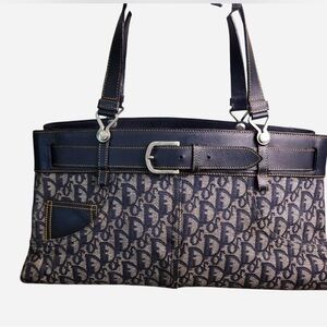 Designer Navy Blue Monogram Tote Bag